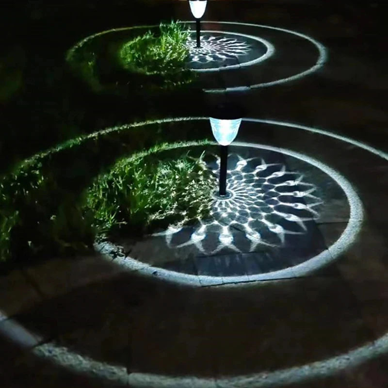 1-4 Pack Solar Pathway Lights - Round Pattern LED Lights for Outdoor Walkways