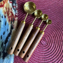 Stylish Measuring 4-Piece Cup and Spoon Sets | Stainless Steel with Wooden Handle in Gold, Black, or Silver