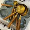 Stylish Measuring 4-Piece Cup and Spoon Sets | Stainless Steel with Wooden Handle in Gold, Black, or Silver