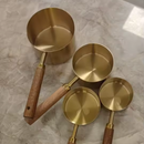 Stylish Measuring 4-Piece Cup and Spoon Sets | Stainless Steel with Wooden Handle in Gold, Black, or Silver