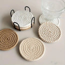 8-Piece Set Absorbent Woven Cotton Coasters – Minimalist Boho Coffee Table Decor