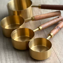Stylish Measuring 4-Piece Cup and Spoon Sets | Stainless Steel with Wooden Handle in Gold, Black, or Silver