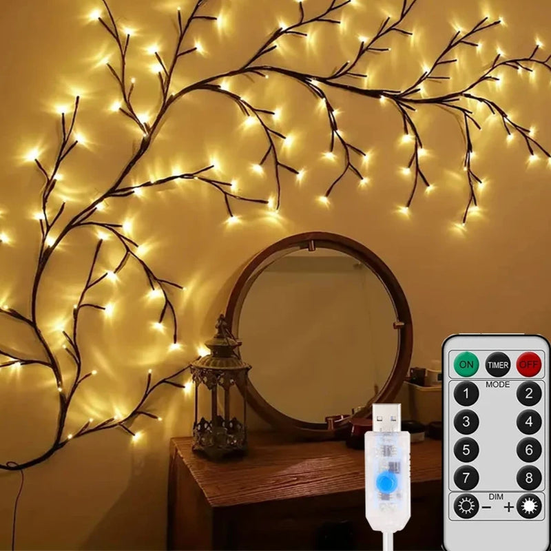 96-LED Tree Branch Lamp - Willow Vine DIY Atmosphere Light with 8 Lighting Modes