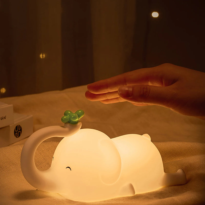 Children's Silicone Elephant Night Light – Dimmable and Timed Sleeping Lamp