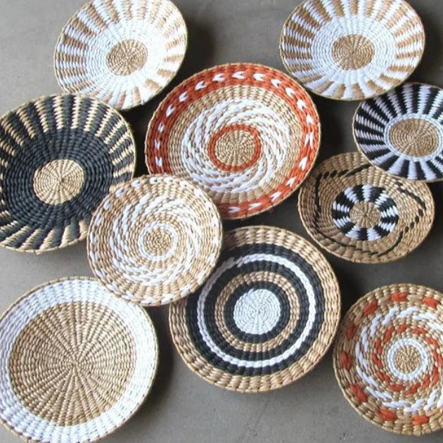 Creative Rattan and Grass Weaving Straw Bowl Wall Decoration