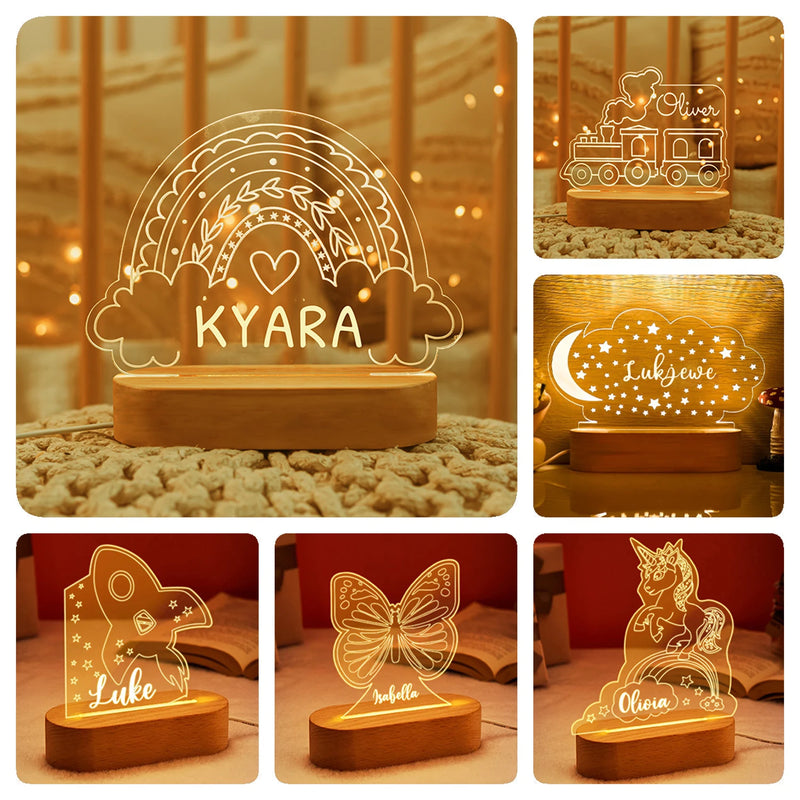 Custom Baby Kids USB Night Light - Personalized Name Lamp for Nursery & Home Decoration