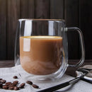 Double Wall High Borosilicate Glass Mug – Heat-Resistant Handle Coffee Cup