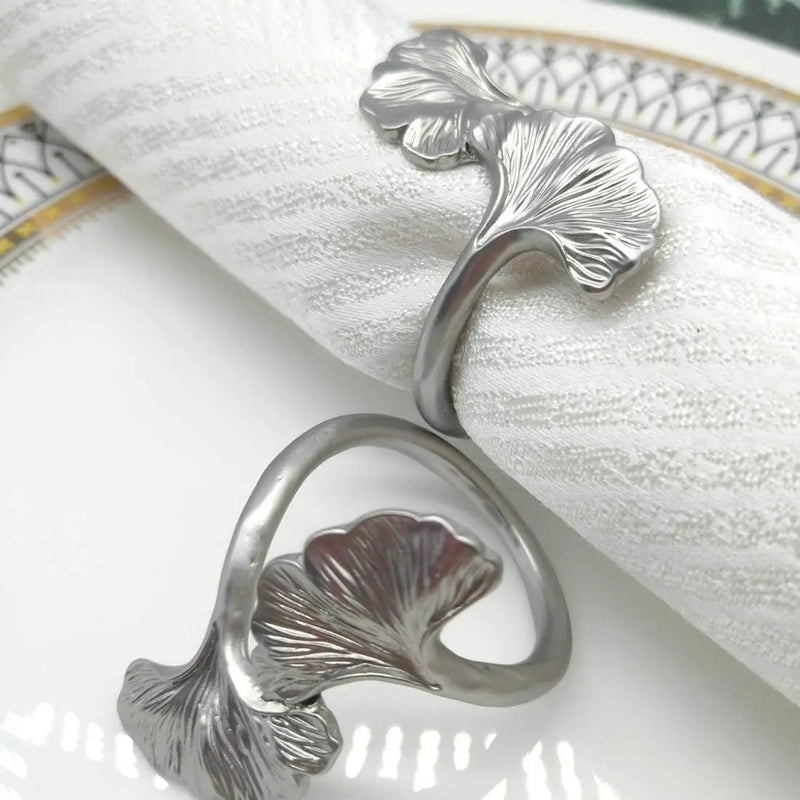 4PCS Leaf Metal Napkin Rings – Rose Gold, Silver, Gold Napkin Buckles for Weddings and Home Décor