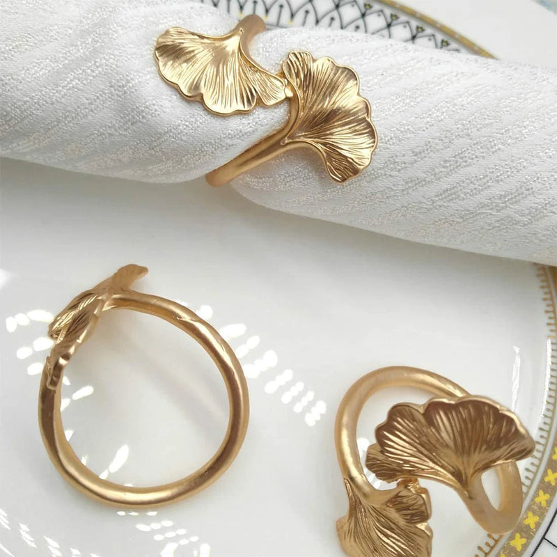 4PCS Leaf Metal Napkin Rings – Rose Gold, Silver, Gold Napkin Buckles for Weddings and Home Décor