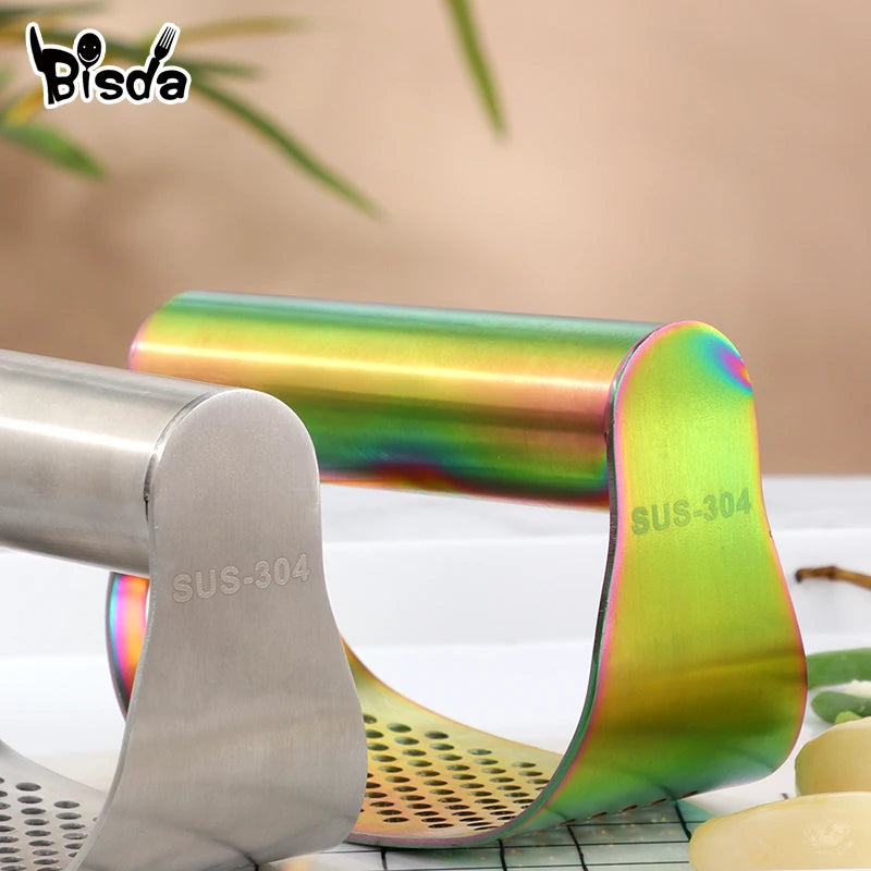 Rocker Style Manual Garlic Crusher Press in Food Grade Stainless Steel