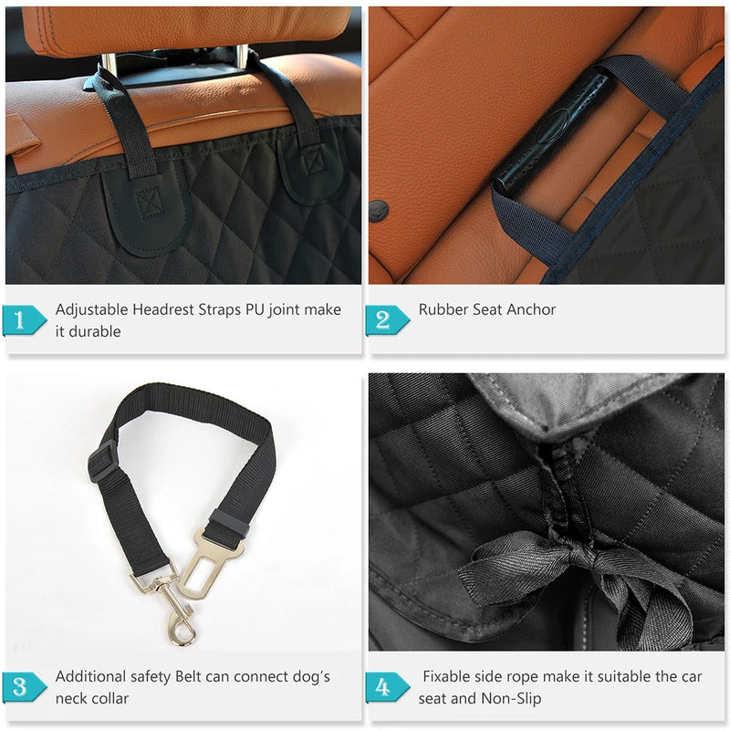 Waterproof Dog Car Seat Cover – Pet Travel Carrier with Middle Seat Armrest Access
