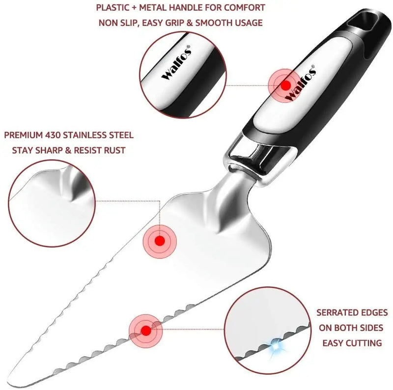 WALFOS Stainless Steel Serrated Edge Cake Server & Cutter