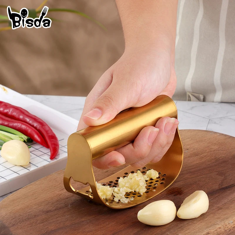 Rocker Style Manual Garlic Crusher Press in Food Grade Stainless Steel
