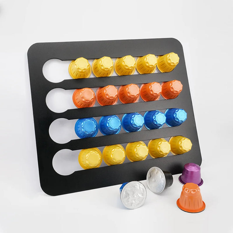 Nespresso Coffee Capsule Holder – Rotatable Wall Mounted Storage Rack for 24/40 Pods