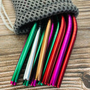 Reusable Stainless Steel Drinking Straw Set with Cleaner Brush and Pouch