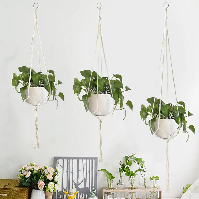 Handmade Flower/Pot Hanging Baskets Macrame Plant Hanger Flowerpot Holder Net For Wall Countyard