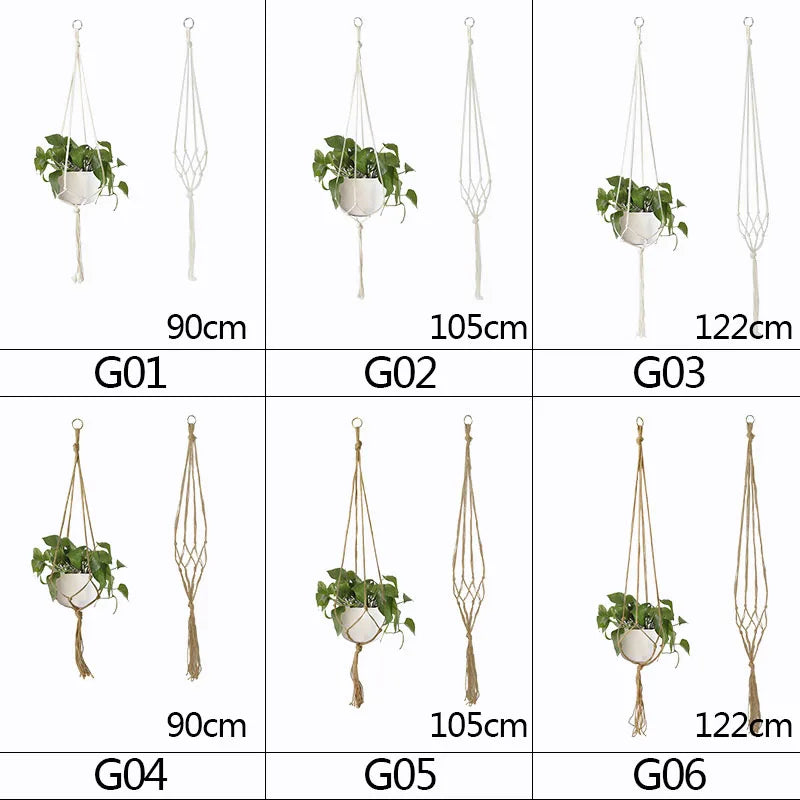 Handmade Flower/Pot Hanging Baskets Macrame Plant Hanger Flowerpot Holder Net For Wall Countyard