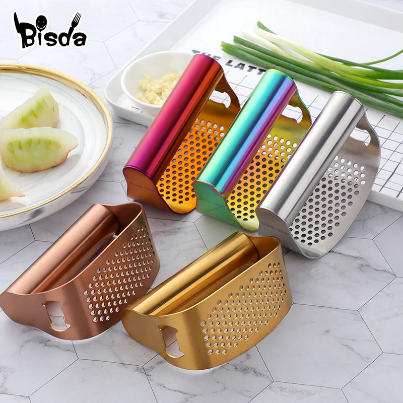 Rocker Style Manual Garlic Crusher Press in Food Grade Stainless Steel