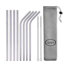 Reusable Stainless Steel Drinking Straw Set with Cleaner Brush and Pouch