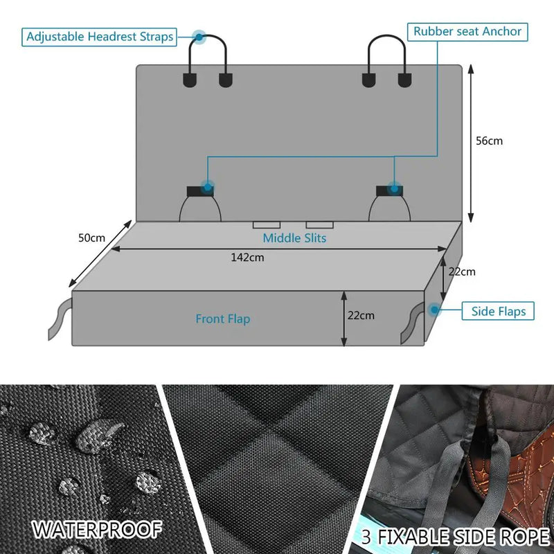 Waterproof Dog Car Seat Cover – Pet Travel Carrier with Middle Seat Armrest Access