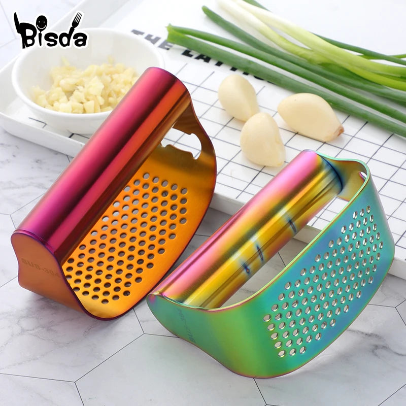 Rocker Style Manual Garlic Crusher Press in Food Grade Stainless Steel