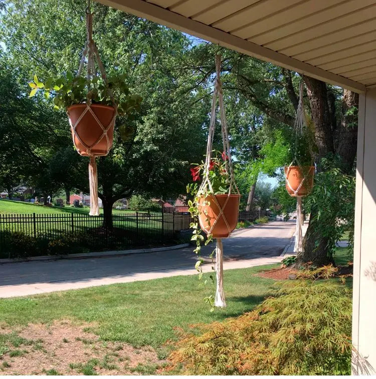 Handmade Flower/Pot Hanging Baskets Macrame Plant Hanger Flowerpot Holder Net For Wall Countyard