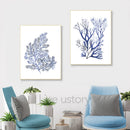Navy Blue Coral Seaweed Wall Art | Prints for Bathroom, Living Room, Office & More