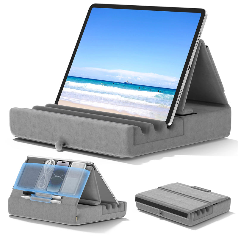 KDD Tablet Pillow Holder - Soft Foldable iPad Stand for Lap, Bed & Desk