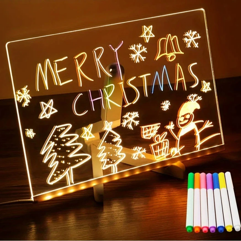 LED Light-Up Acrylic Message Board – Erasable Drawing Board for Kids and Displays