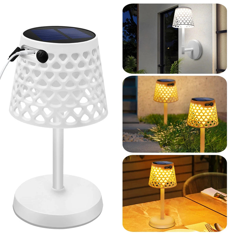 LED Solar Table Lamp - Waterproof 3-Way Installation Portable Table La