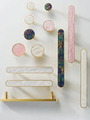 Nurlin Brass Colorful Round White & Pink Shell Cabinet Knobs and Handles