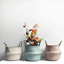 Handmade Collapsible Wicker and Straw Storage Basket – Versatile Laundry or Flower Basket