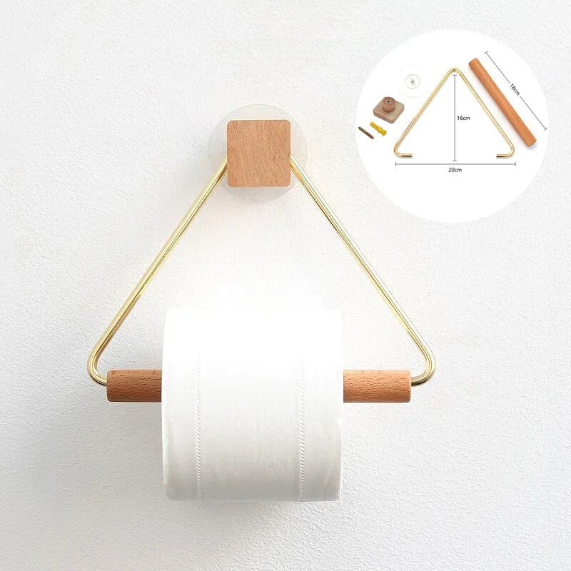 Toilet Paper Roll Holder Wooden Paper Roll Hook – Bathroom Storage Rack