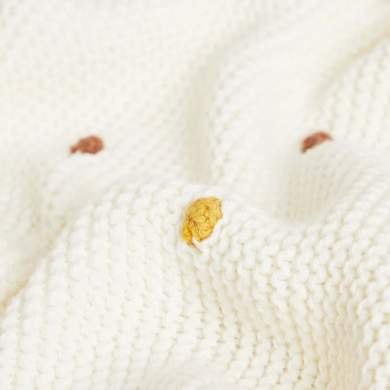 Neutral Knitted Bobble Blanket, Small