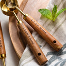 Stylish Measuring 4-Piece Cup and Spoon Sets | Stainless Steel with Wooden Handle in Gold, Black, or Silver
