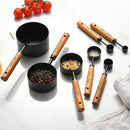 Stylish Measuring 4-Piece Cup and Spoon Sets | Stainless Steel with Wooden Handle in Gold, Black, or Silver