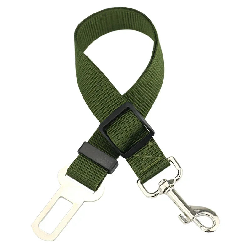 Adjustable Pet Car Seat Belt – Dog & Cat Safety Harness with Lead Clip for Vehicle Travel