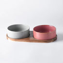 Ceramic Pet Food and Water Bowl Set