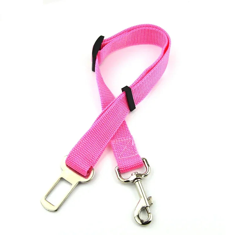 Adjustable Pet Car Seat Belt – Dog & Cat Safety Harness with Lead Clip for Vehicle Travel