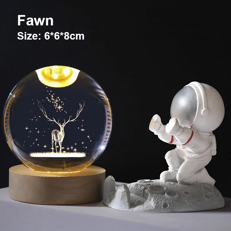 Milky Way Galaxy Crystal Ball LED Night Light | 3D Solar System Bedroom Decor and Gift