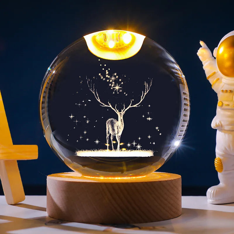 Milky Way Galaxy Crystal Ball LED Night Light | 3D Solar System Bedroom Decor and Gift