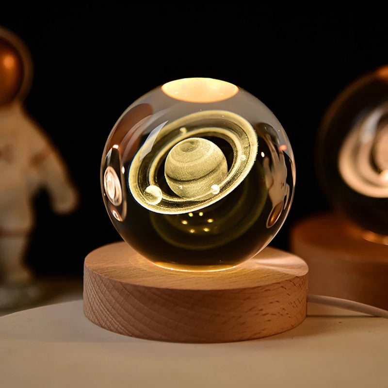 Milky Way Galaxy Crystal Ball LED Night Light | 3D Solar System Bedroom Decor and Gift