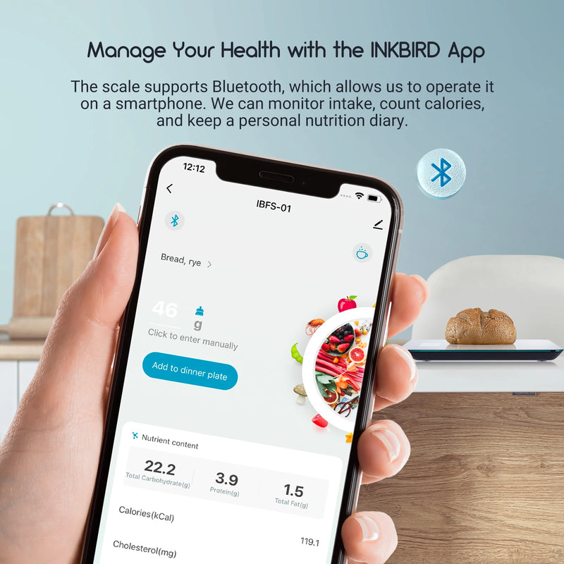 INKBIRD Bluetooth Kitchen Scale - High-Precision Digital Food Scale for Baking and Cooking