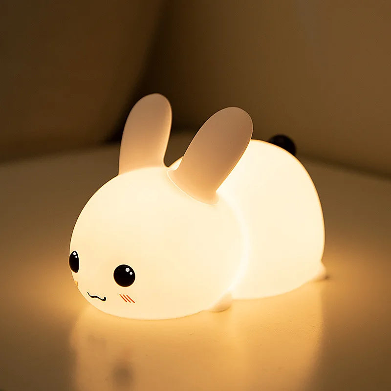 LED Rabbit Night Light – Remote-Controlled Dimmable Silicone Bunny Lamp