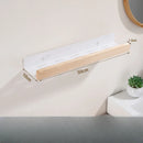 Wall-Mounted Wooden Bathroom Storage Shelf – Adhesive Mounted Floating Organizer