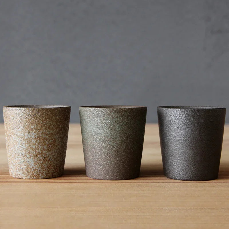 Handmade Raw Ceramic Tea Cup – Japanese Pottery Coffee Mug – Personalized Kongfu Drinkware