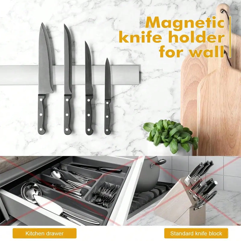Magnetic Knife Holder for Wall, Multipurpose Stainless Steel Magnetic Knife Strip Knife Rack