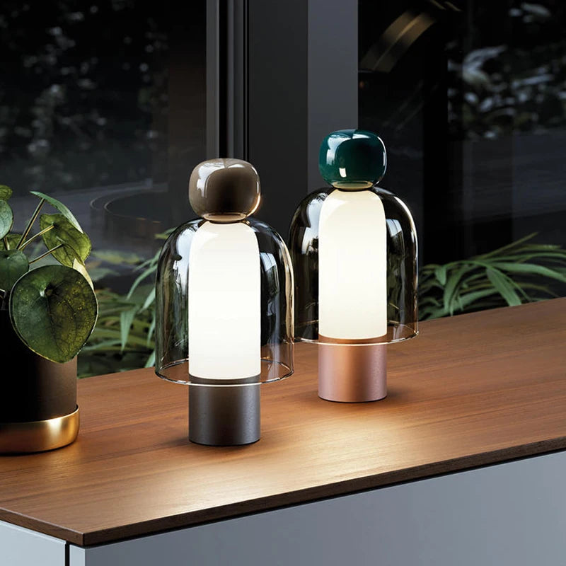 Modern LED Glass Desk Lamp – Minimalist USB Charging Lamp for Living Room, Study, or Bedroom