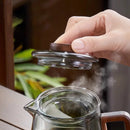 Glass Teapot with Walnut Lid – 620ml Hand-Blown Tea Set