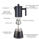 Black Stovetop Moka Pot | Stainless Steel Espresso Coffee Maker